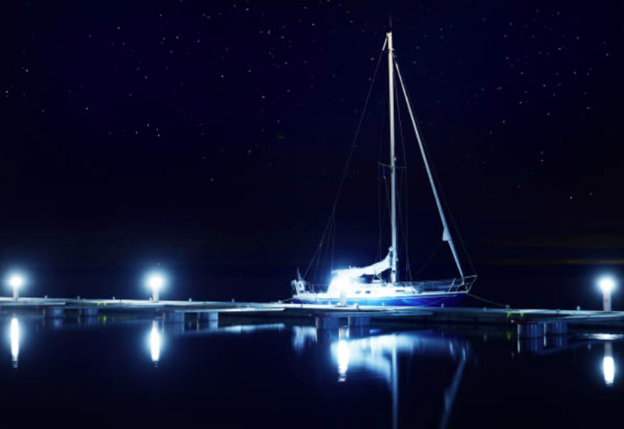 Energy efficient LED flood lighting for marinas